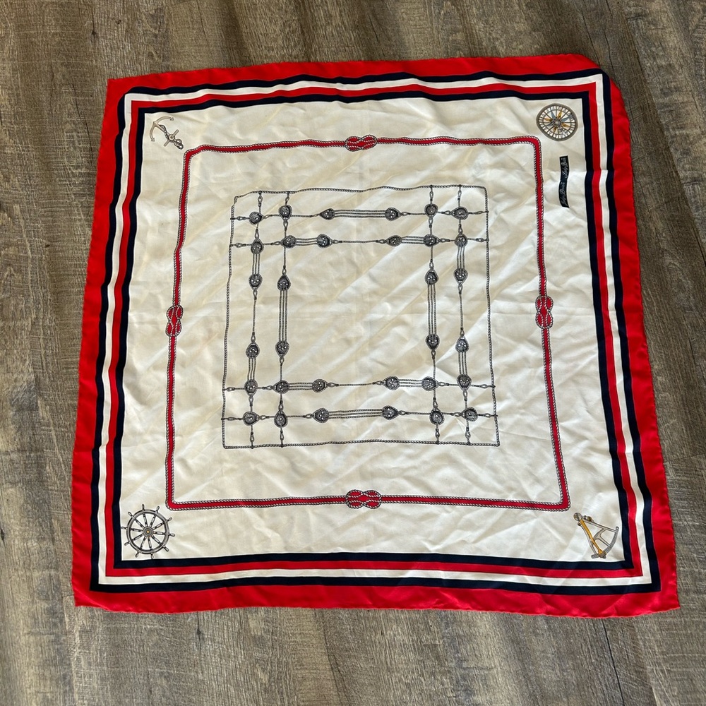 Celine Navy, Red & White Nautical Rope Square Scarf